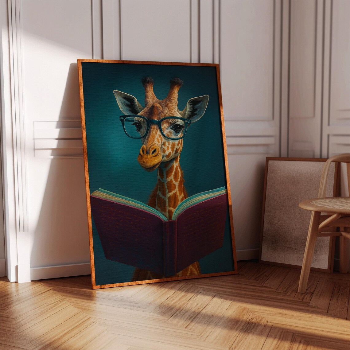 Funny Giraffe Reading Art Print, Book Lover Decor - Image 4
