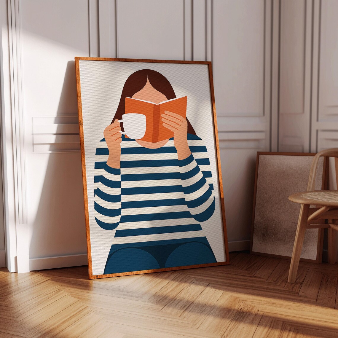 Modern Book Lover Print, Minimalist Woman Reading - Image 4