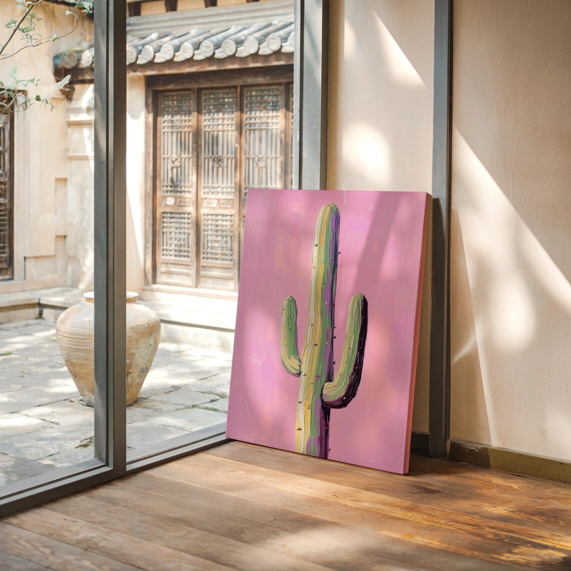 Saguaro Cactus Bright Pink Background Modern Desert Art Poster - Image 2