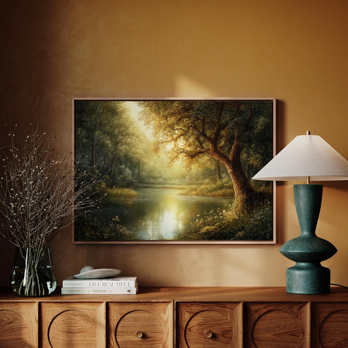 Sunlit Forest River Landscape, Peaceful Nature Scene - Image 5
