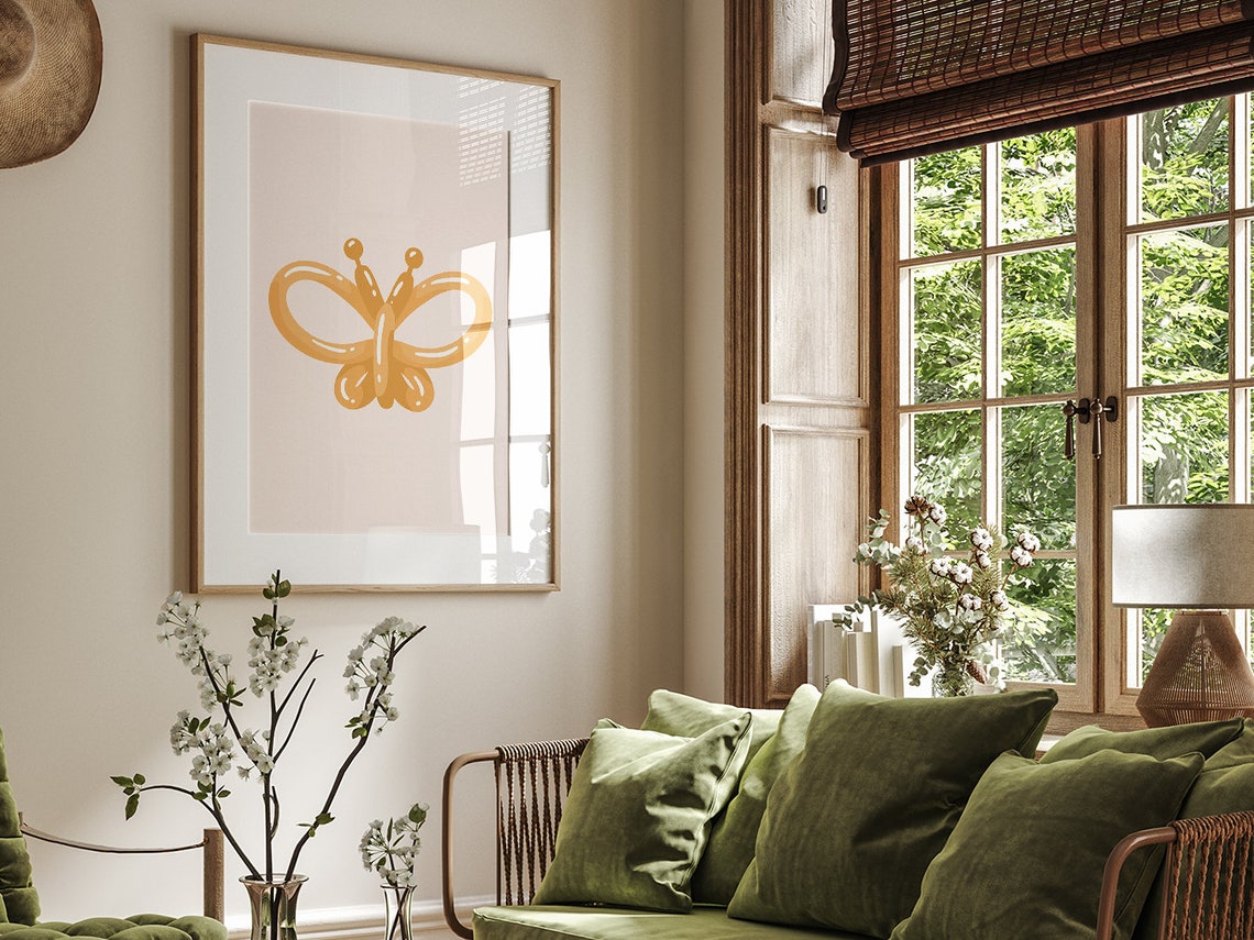 Gold Balloon Animal Butterfly Minimalist Boho Style Modern Wall Art - Image 2