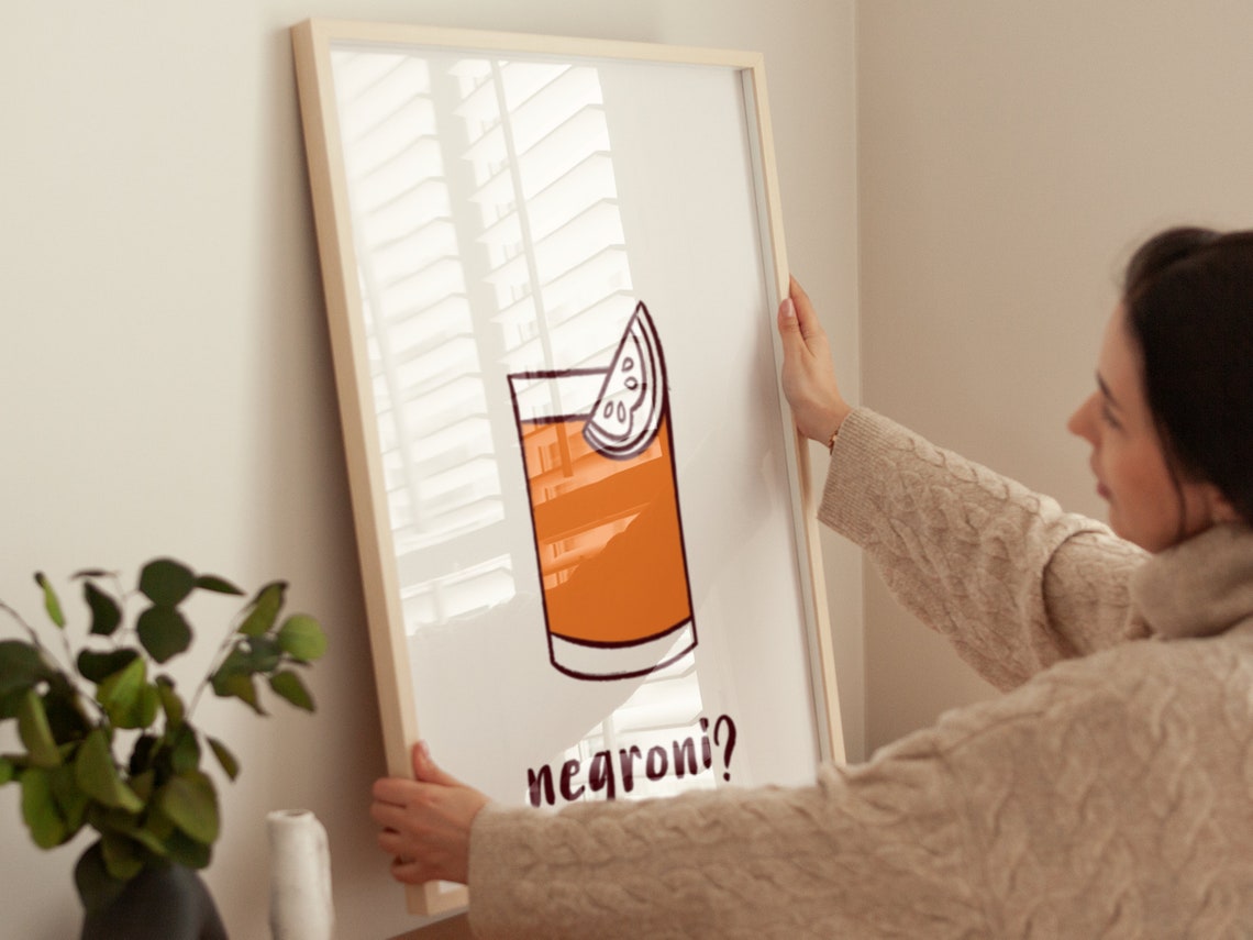 Negroni Orange Cocktail Hand Drawn Illustration Bar Cart Poster - Image 3