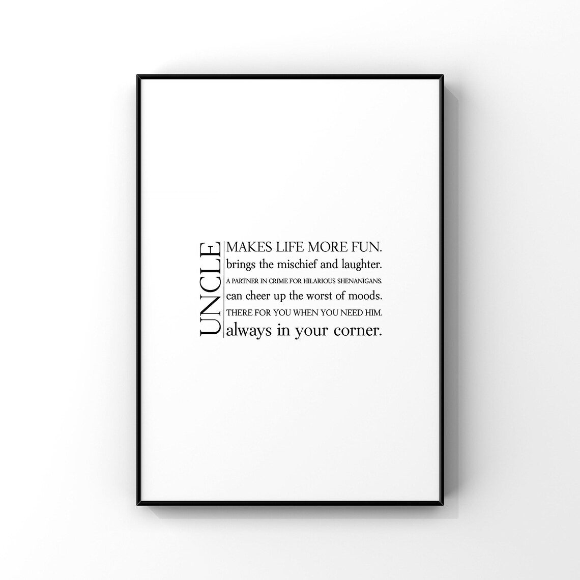 Uncle Definition Gift Print, Birthday Gift For Uncle