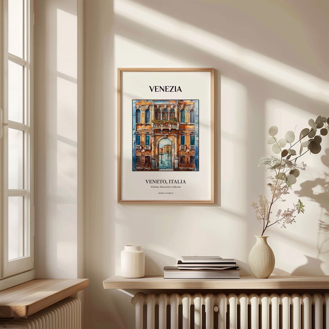 Venezia Italy Canal Palazzo Watercolor Window Travel Wall Poster - Image 3