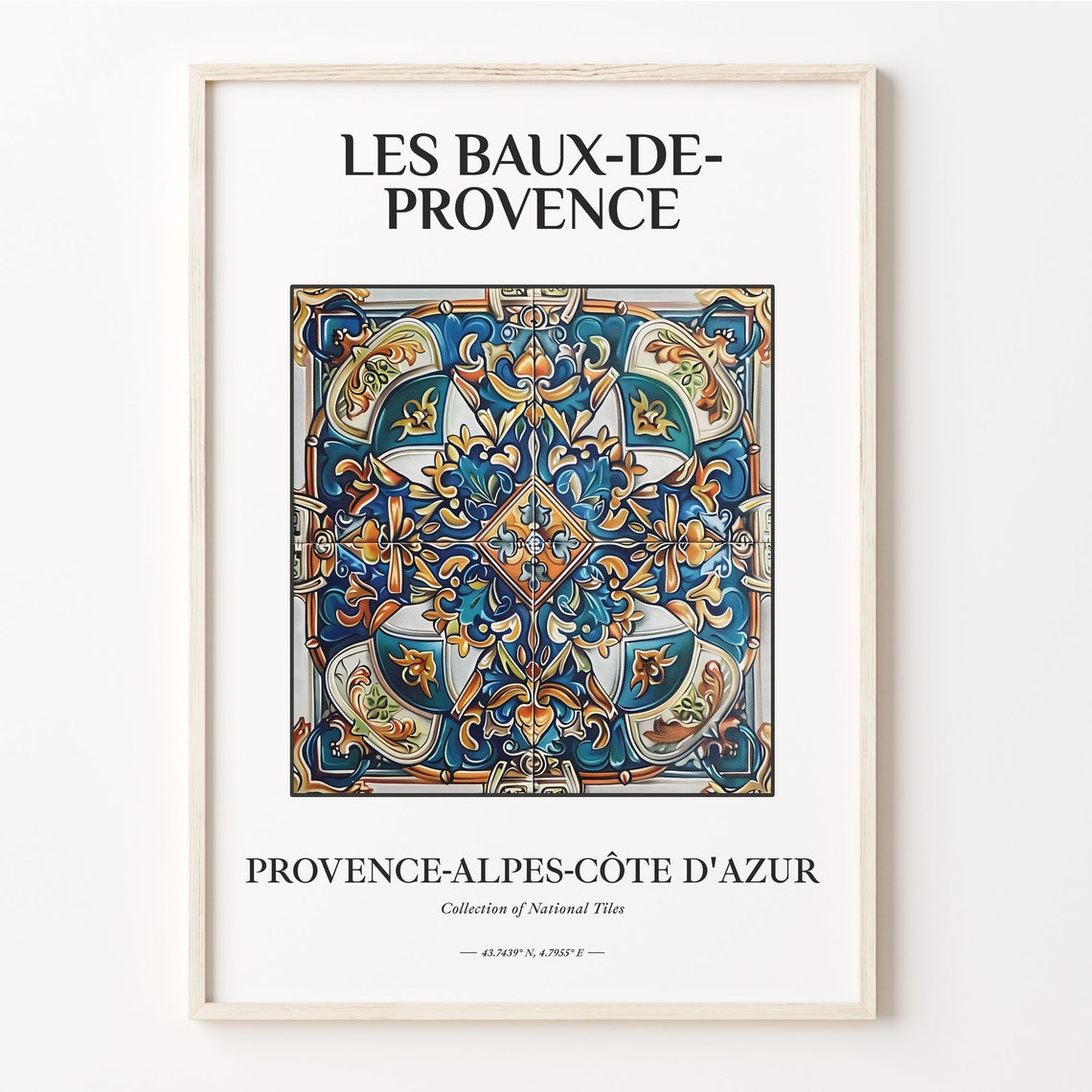 Les Baux de Provence France Blue Gold Ornate Ceramic Tile Poster