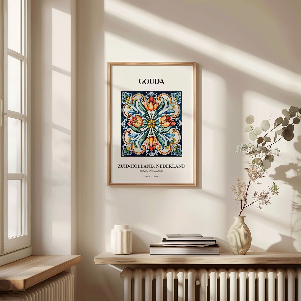 Gouda Netherlands Tulip Bloom Tile Pattern Home Decor Poster - Image 3