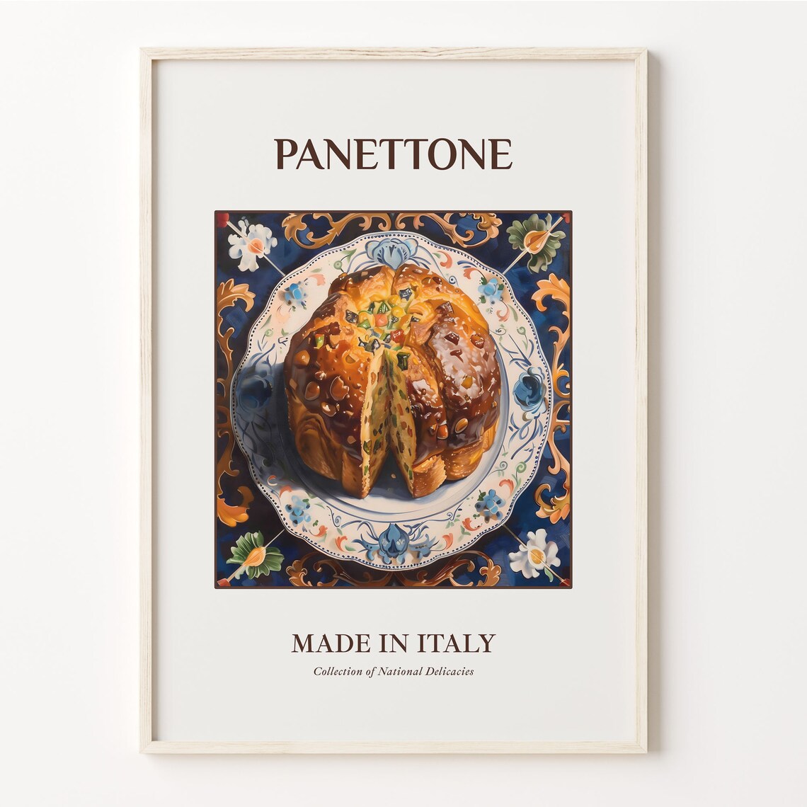 Panettone Italian Holiday Fruit Cake Maiolica Tile Kitchen Poster