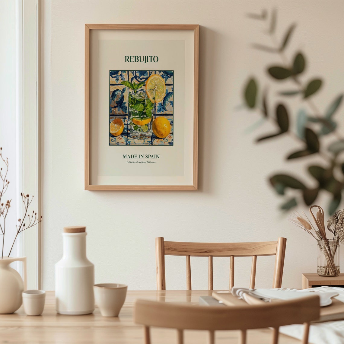 Rebujito Spanish Lemon Mint Sherry Cocktail Tile Art Kitchen Poster - Image 3