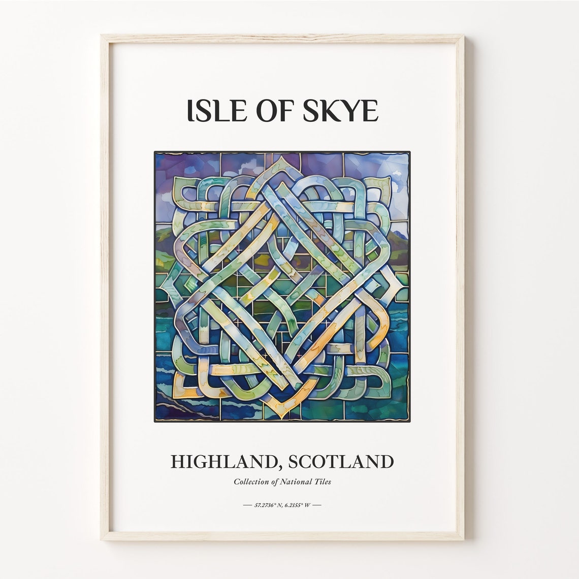 Isle of Skye Scotland Celtic Knot Tile Art Travel Poster Decor