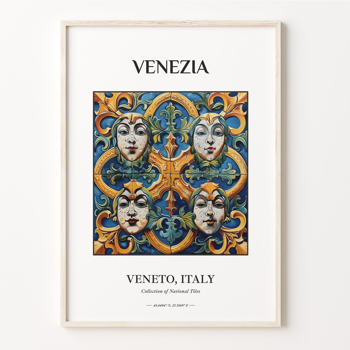 Venezia Veneto Italy Venetian Carnival Mask Tile Pattern Art Poster