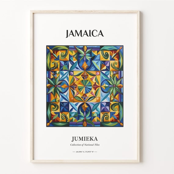 Jamaica Tile Wall Art Print Minimalist Traditional Decor Living Room Poster Aesthetic Home Art C32 438