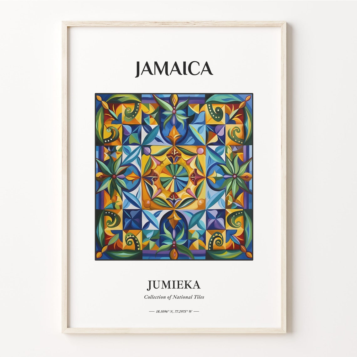 Jamaica Island Colorful Patchwork Geometric Mosaic Tile Poster