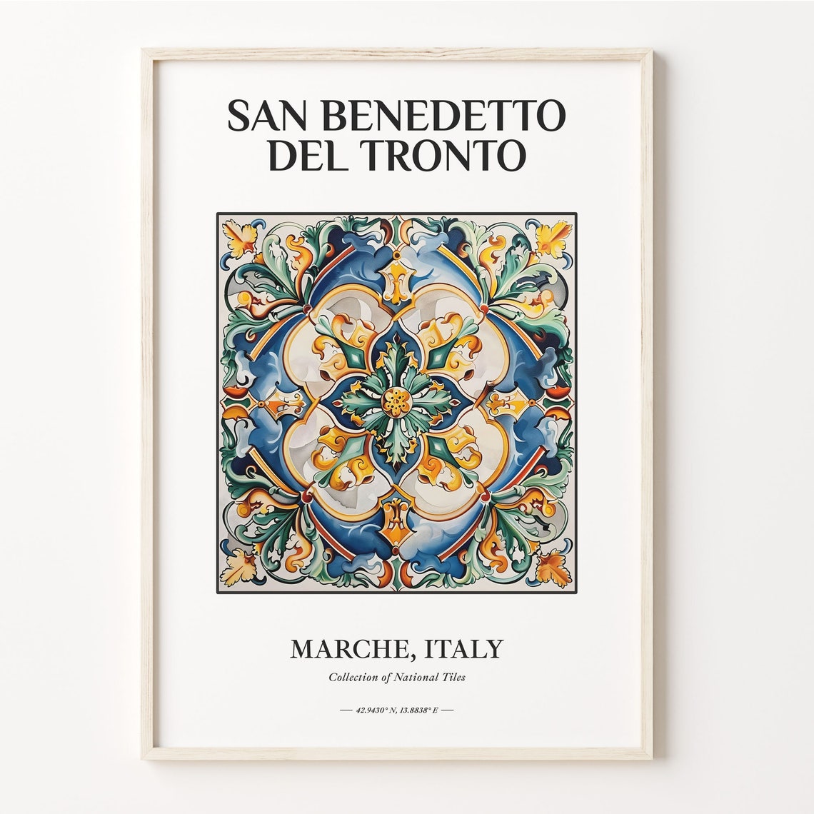 San Benedetto del Tronto Marche Italy Maiolica Tile Pattern Poster