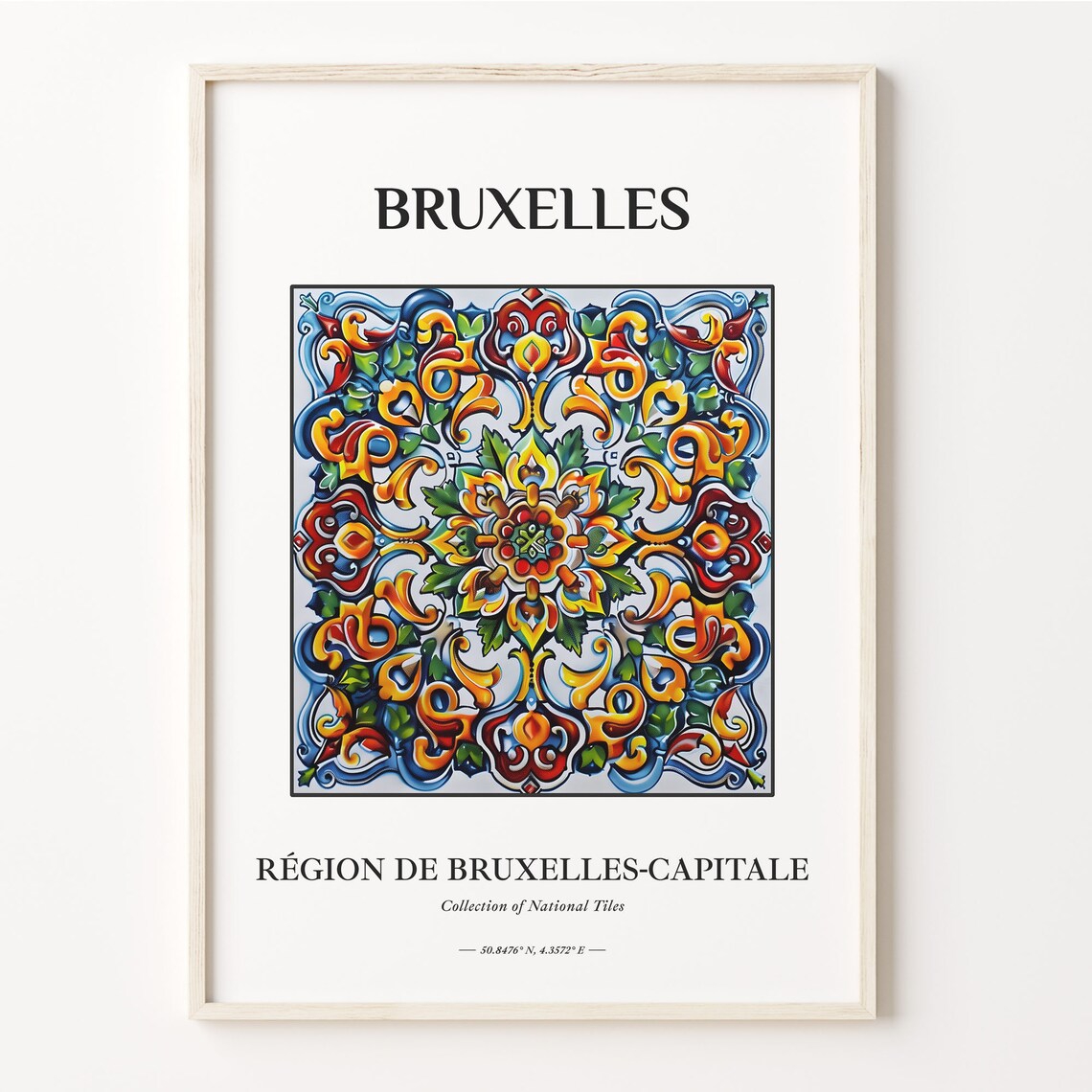 Bruxelles Belgium Capital City Baroque Tile Pattern Art Poster