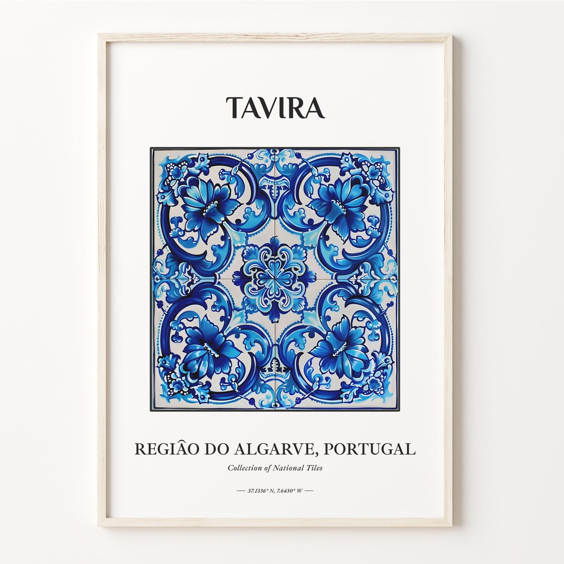 Tavira Algarve Portugal Blue and White Tile Home Decor Poster