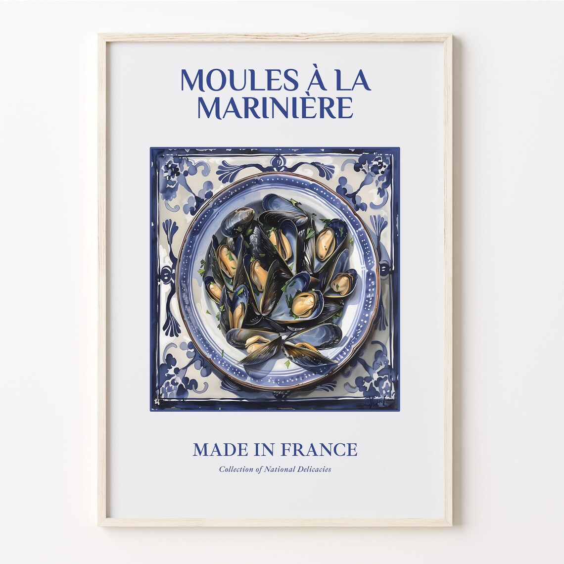 Moules a la Mariniere French Mussels Bowl Maiolica Kitchen Poster