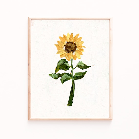 Sunflower Wall Art Print, Floral Living Room Decor