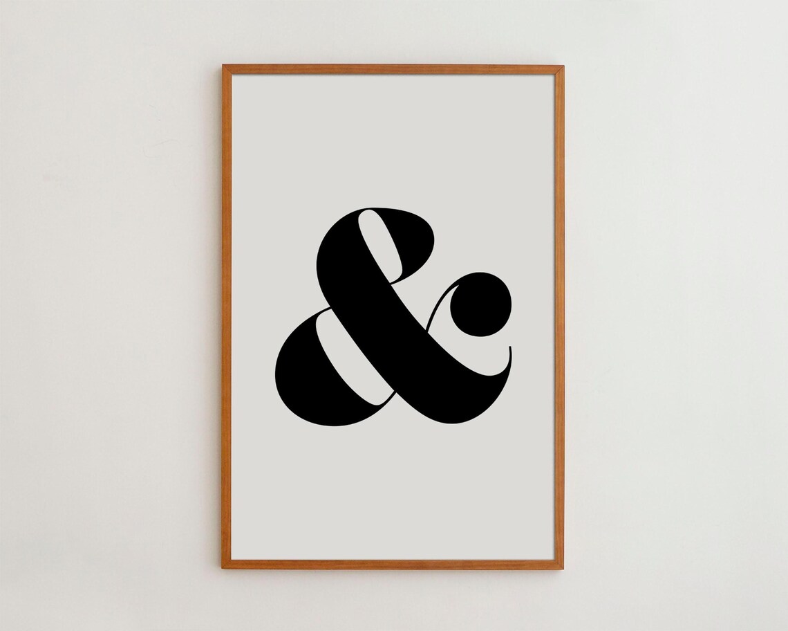 Black And White Minimalist Typography Ampersand Art Print