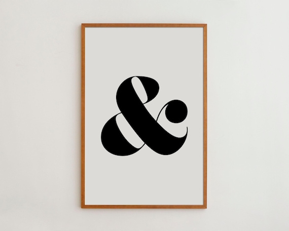Black And White Minimalist Typography Ampersand Art Print