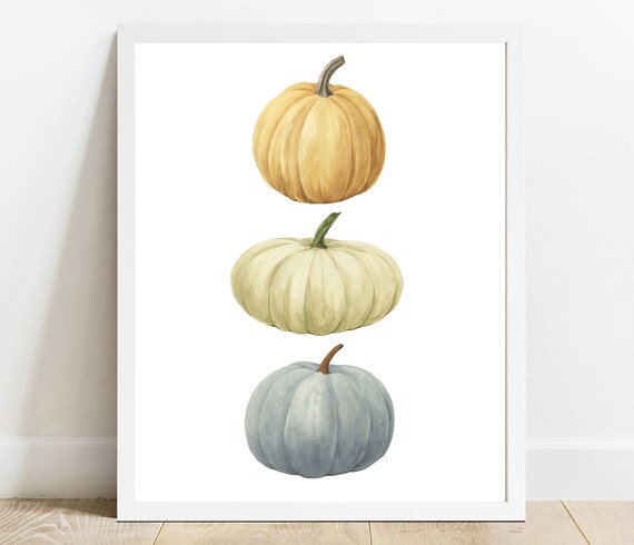 Watercolor Pumpkin Print Fall Thanksgiving Decor