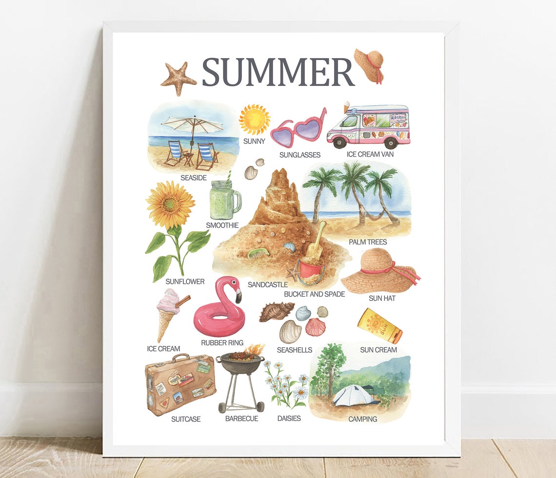 Summer Learning Poster Kids Nursery Decor