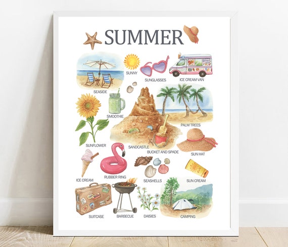 Summer Learning Poster Kids Nursery Decor