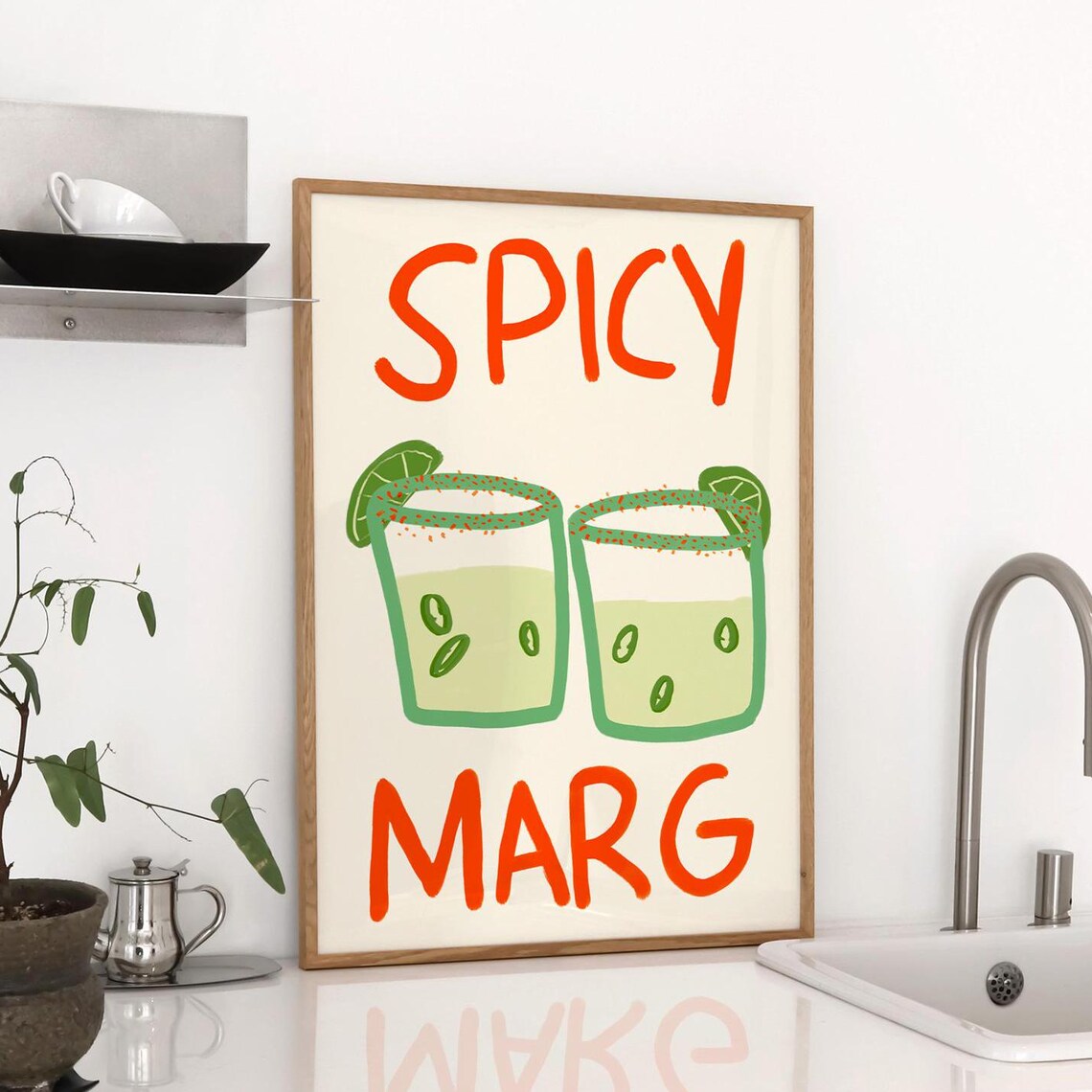 Spicy Marg Two Margaritas With Lime And Chili Cocktail Poster