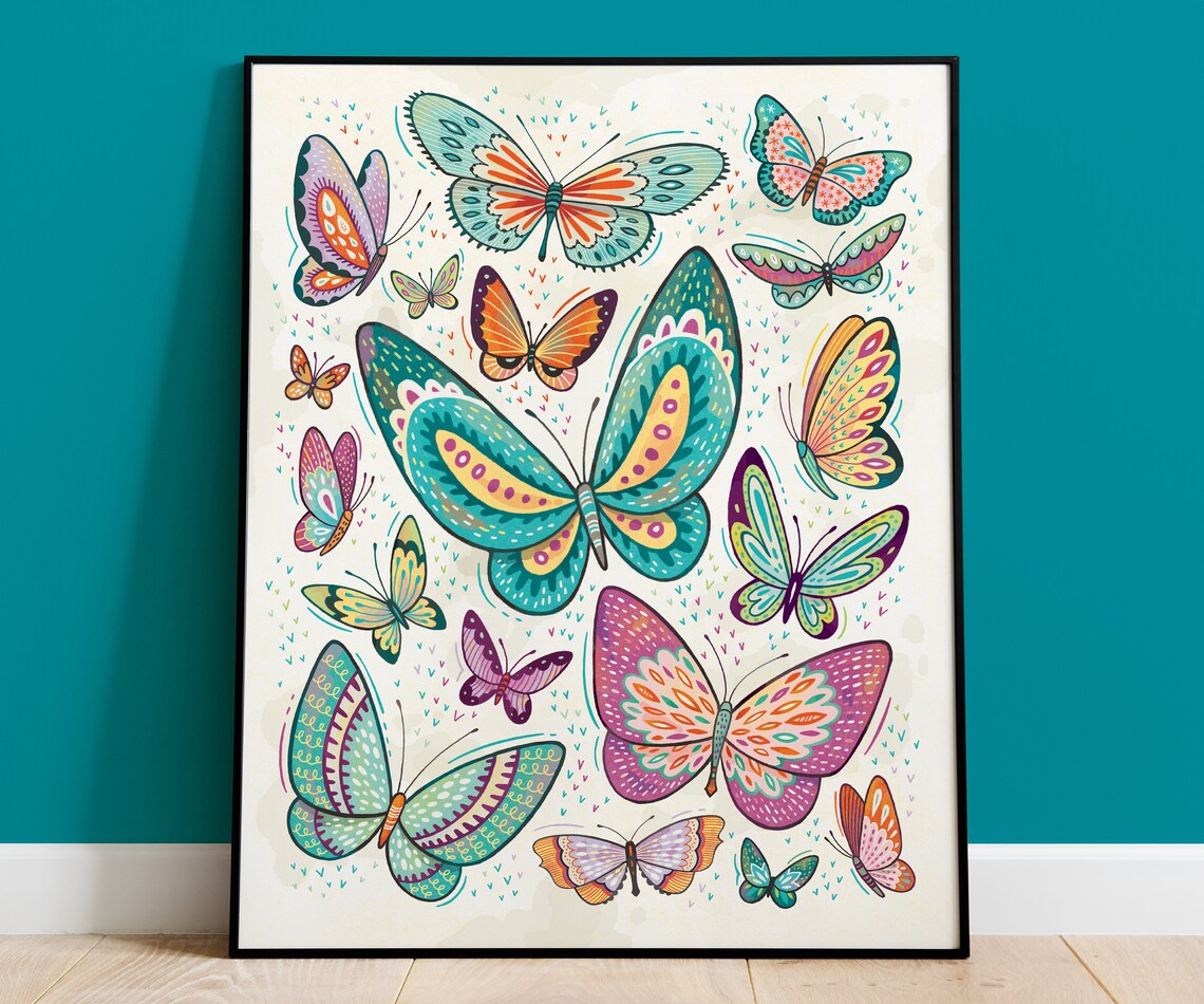 Colorful Butterfly Wall Art Illustration Print