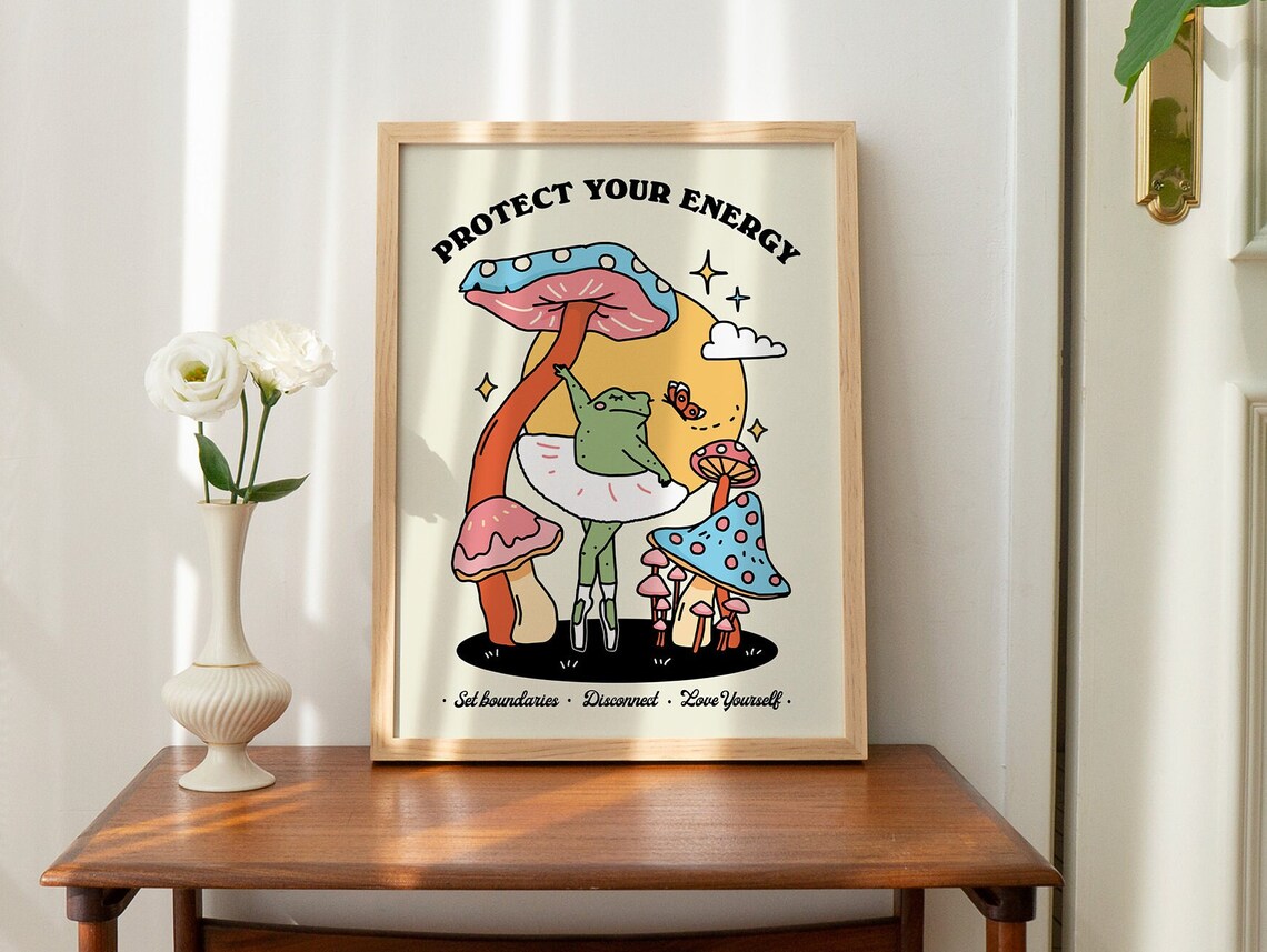 Groovy Frog Ballerina Vintage Style Art Print - Image 3
