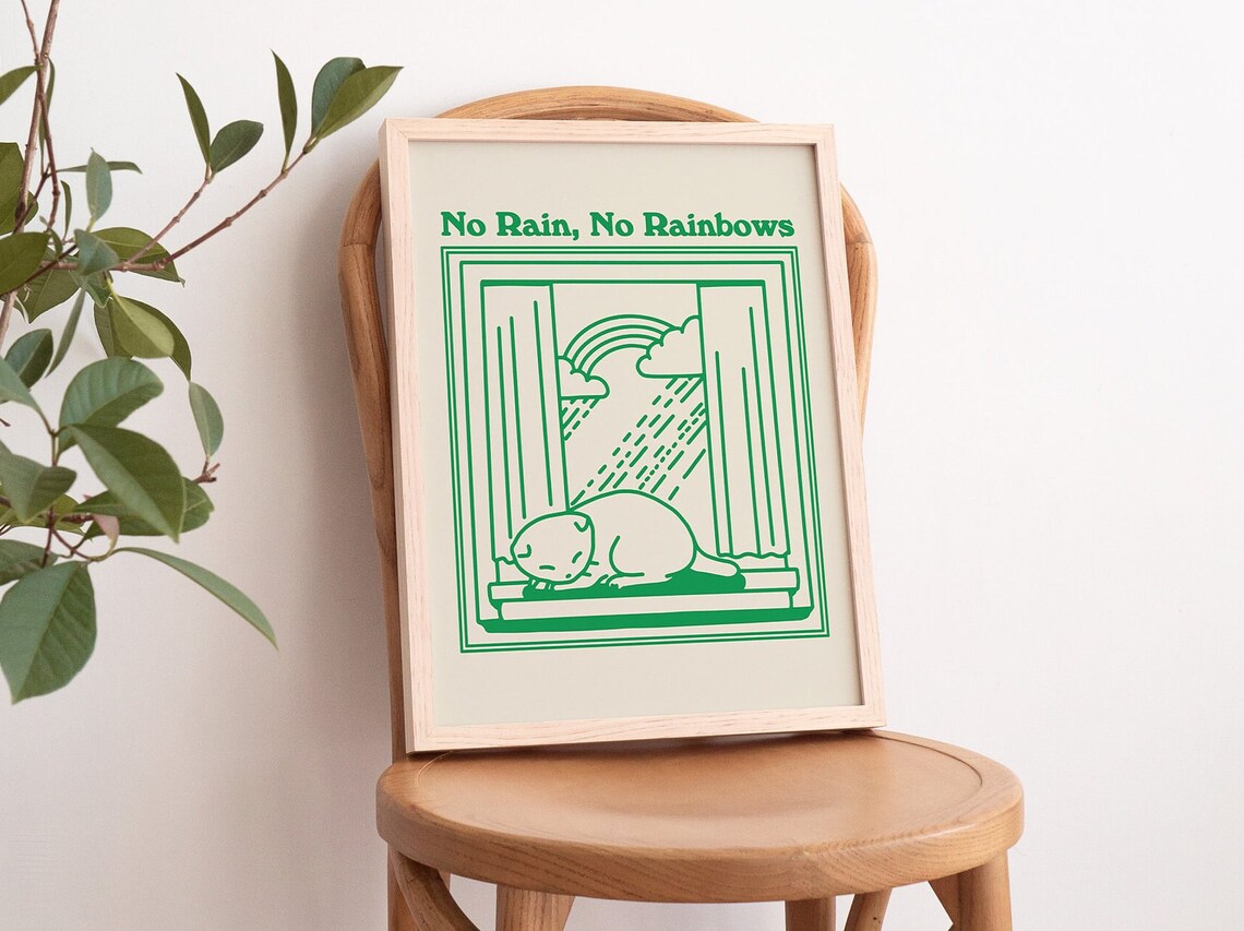 Retro Cat Minimalist Wall Print, Vintage Quote - Image 3