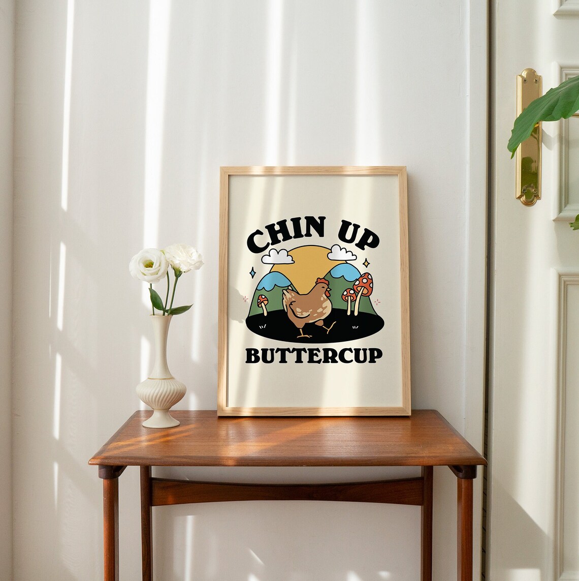 Chin Up Buttercup Funny Chicken Retro Farm Motivational Poster - Image 2