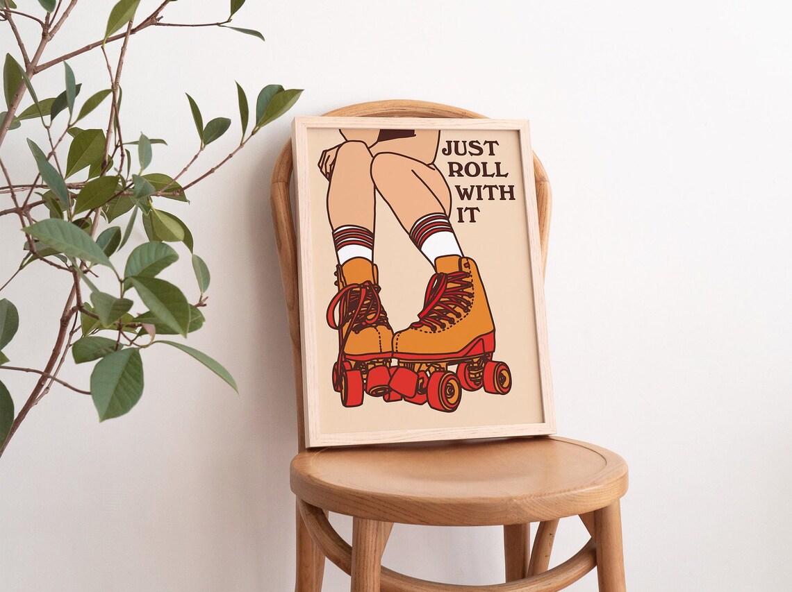 Roller Skates Retro 80s Groovy Poster Print - Image 3