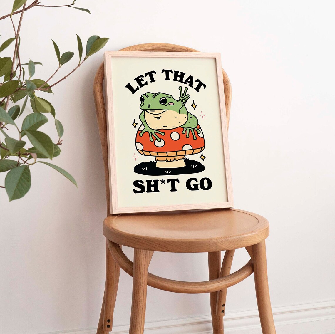 Retro Frog Bathroom Quote Poster, Cottagecore Print - Image 3