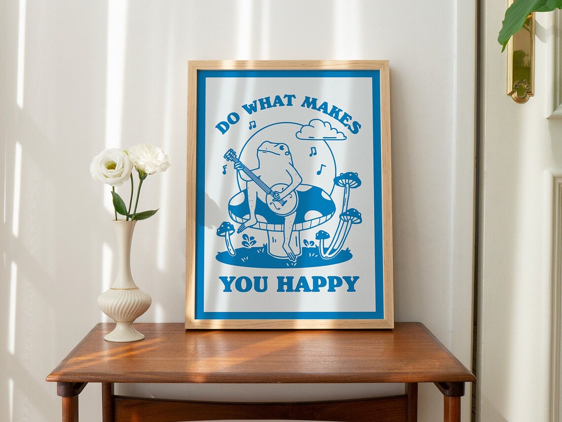 Frog Mushroom Retro Art Print, 70s Decor - Image 2