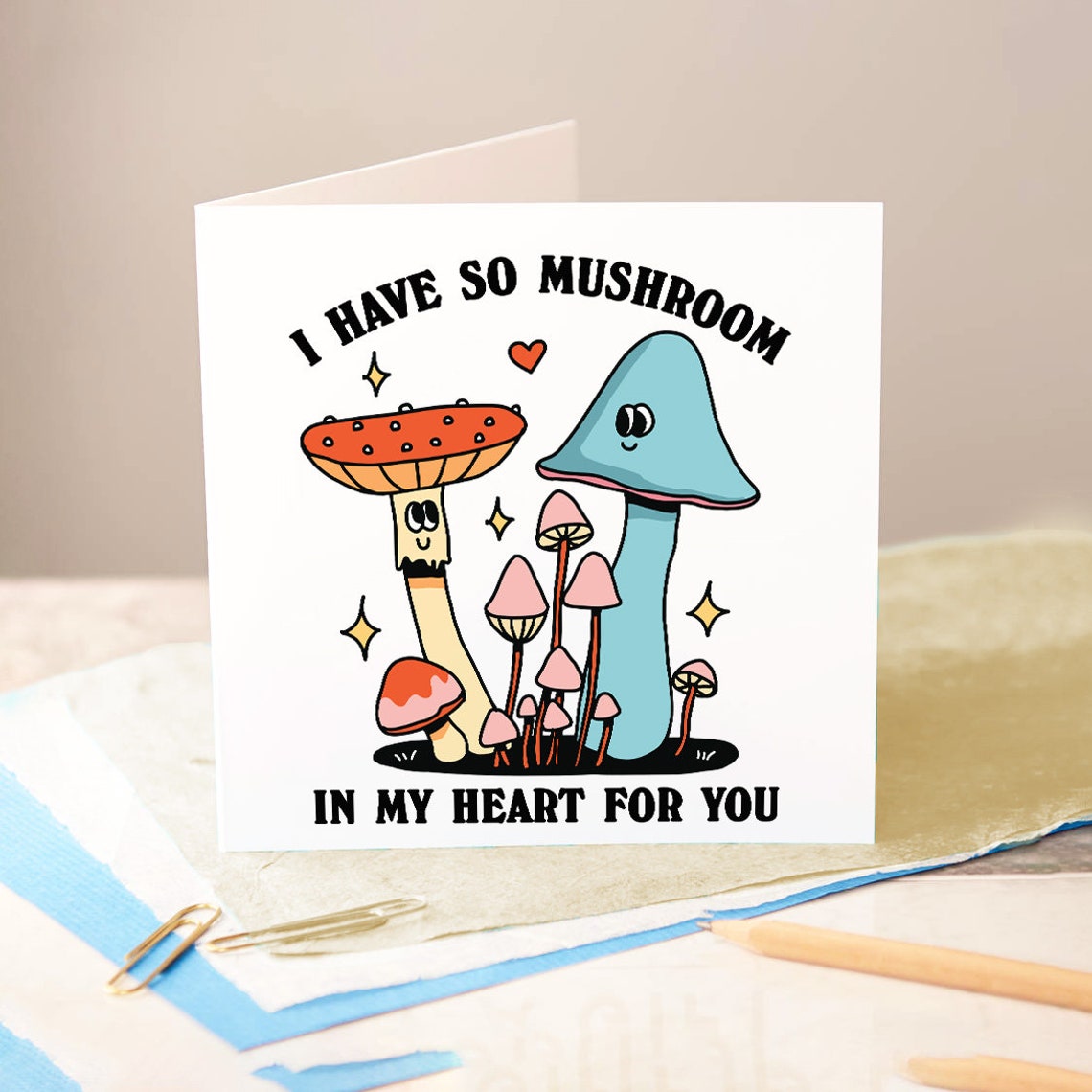 I Have So Mushroom In My Heart For You Cute Pun Couples Card Gift - Image 3
