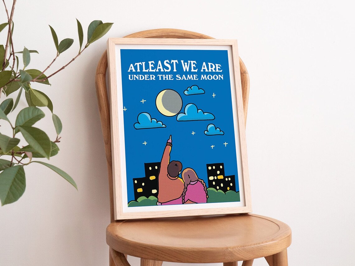 Under The Same Moon Moon Art Print, Romantic Quote - Image 3