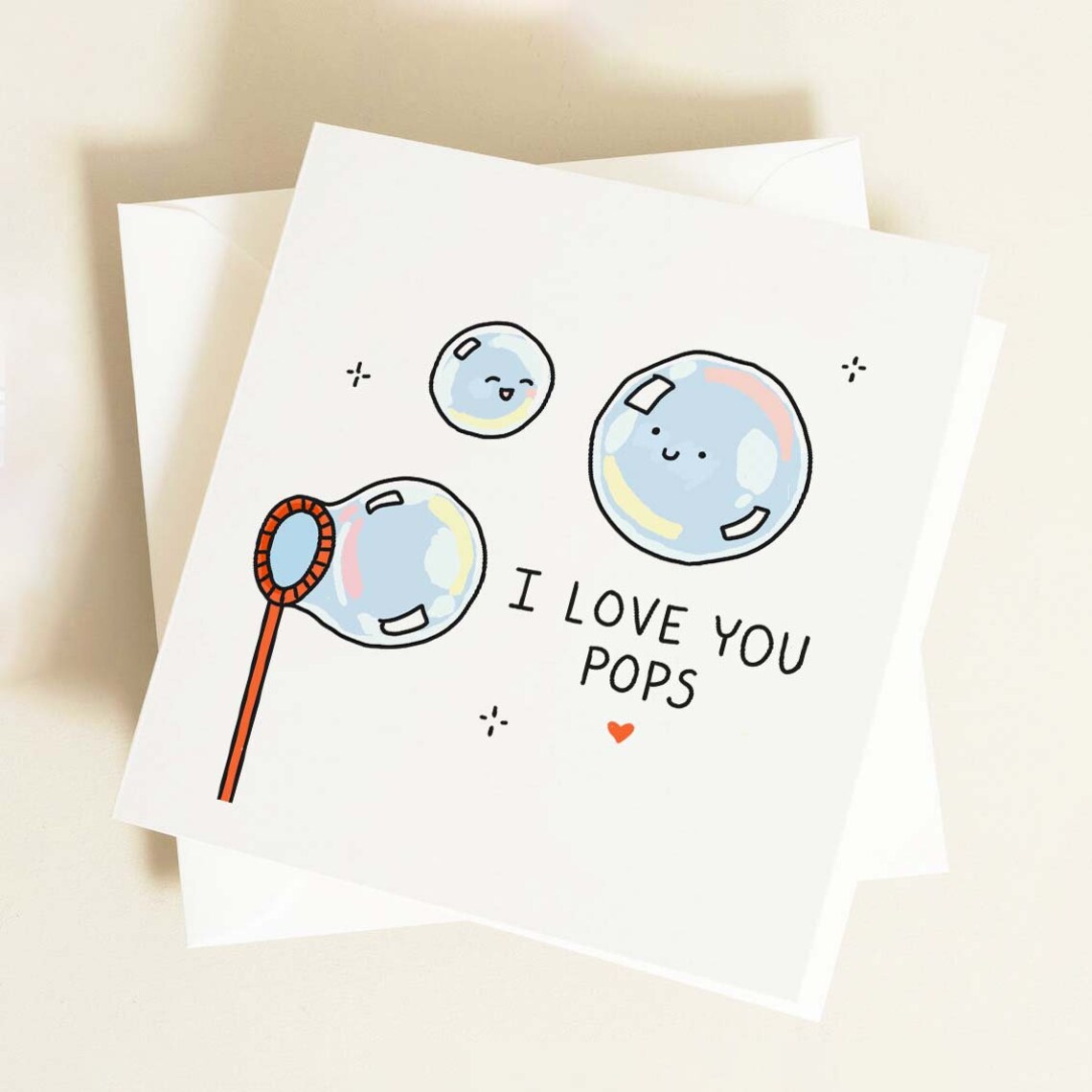 I Love You Pops Cute Bubble Fathers Day Card For Dad Papa Gift