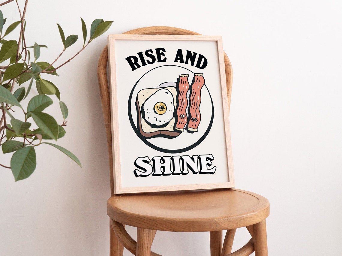 Cute Kitchen Wall Print Print Retro Food Wall Decor Large Breakfast Art Prints Eggs And Bacon Print - Image 3
