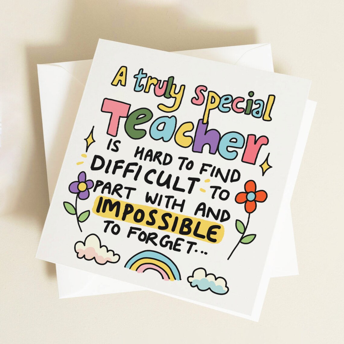 A Truly Special Teacher Thank You Card Greeting Card For Lecturer Amazing Teacher Special Teacher Gift End Of School Cards Cute Card - Image 3