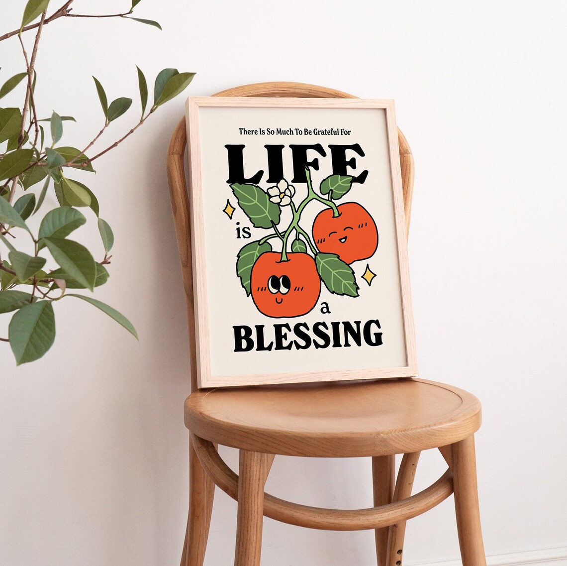 Retro Fruit Blessing Affirmation Art Print - Image 3