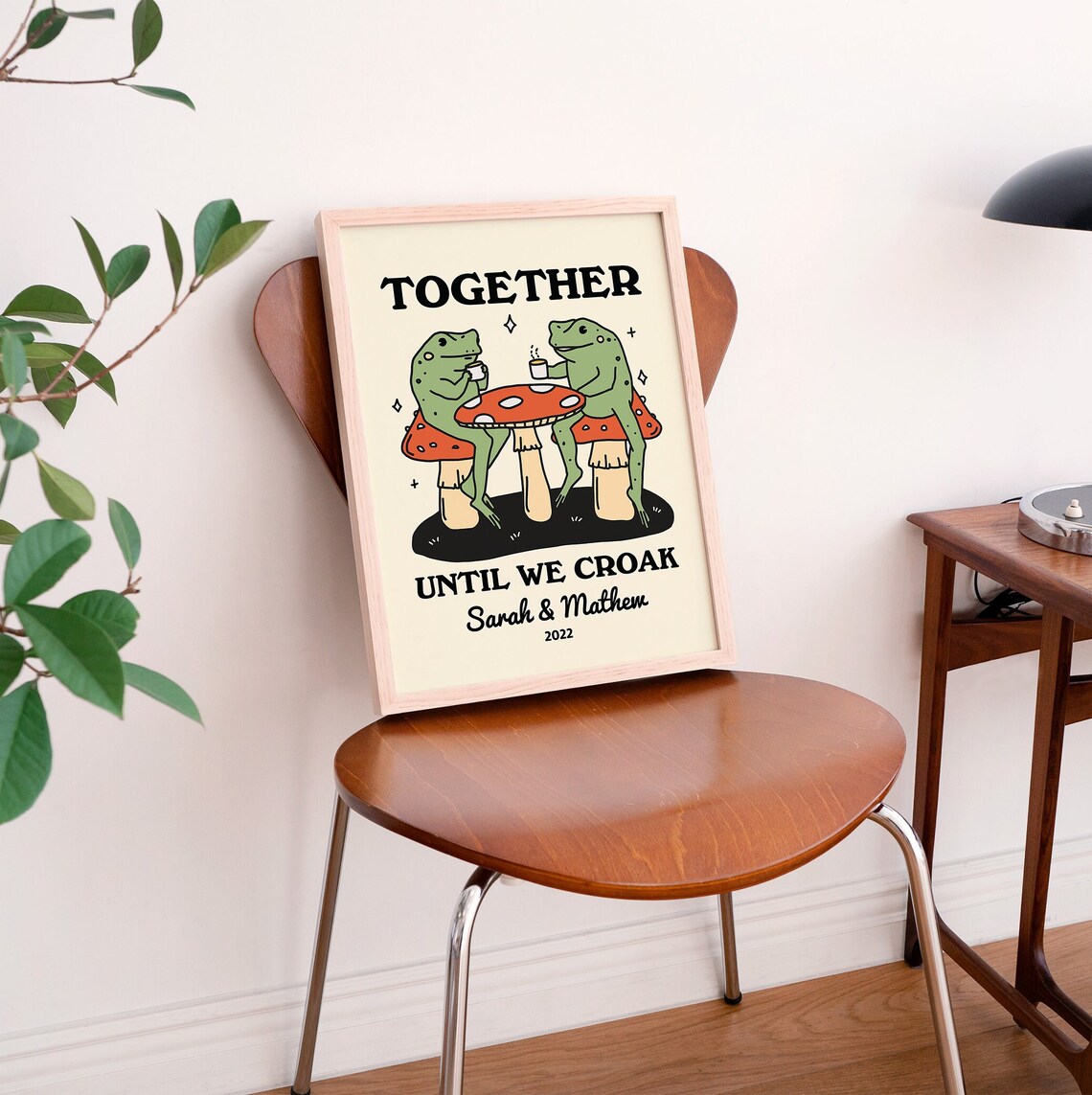 Custom Coffee Frog Retro Mushroom Art Print - Image 4