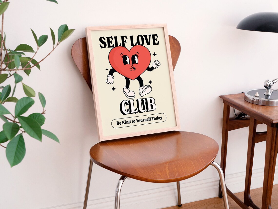 Self Love Club Vintage Retro Quote Art Print - Image 3