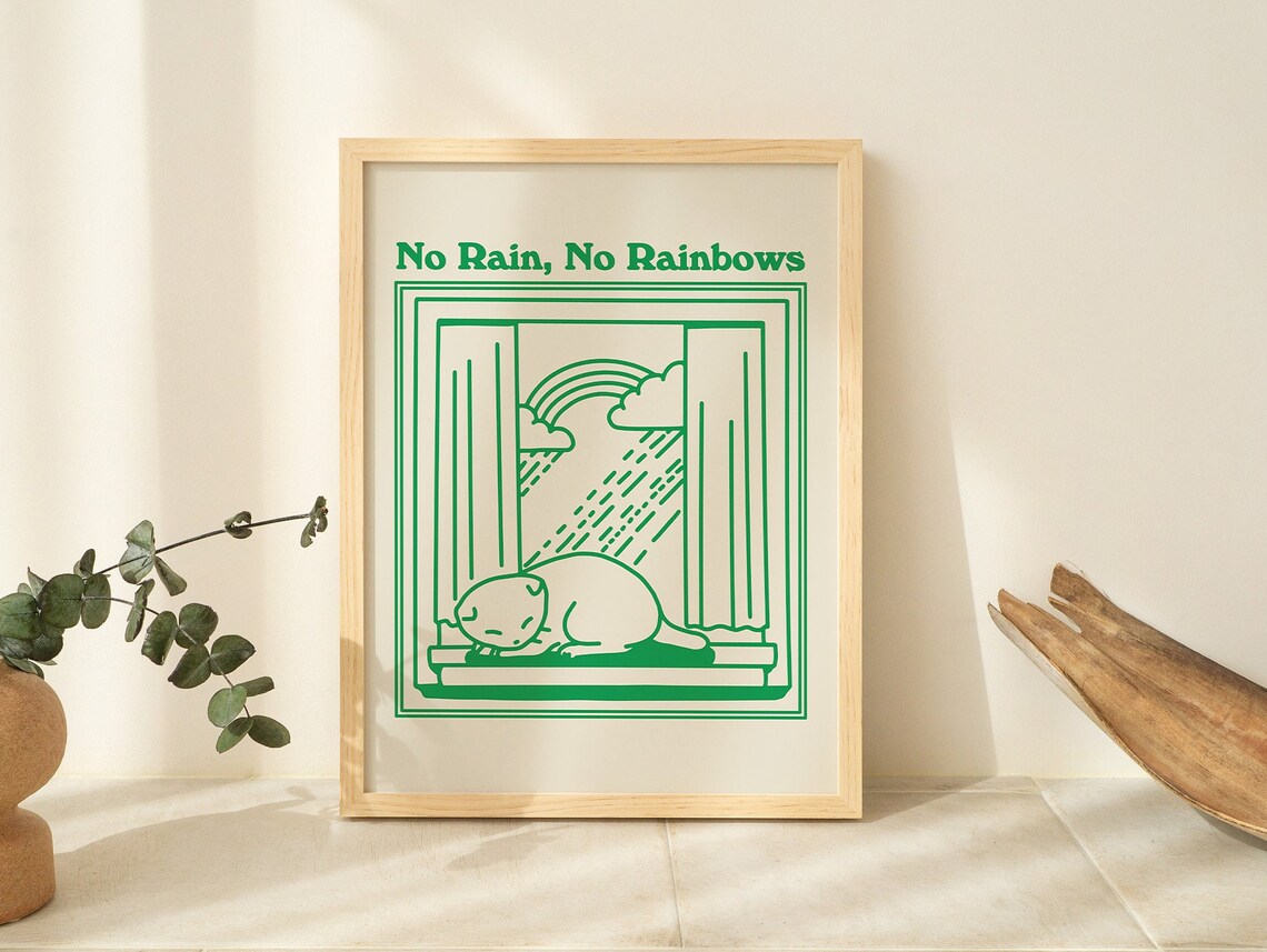 Retro Cat Minimalist Wall Print, Vintage Quote - Image 2