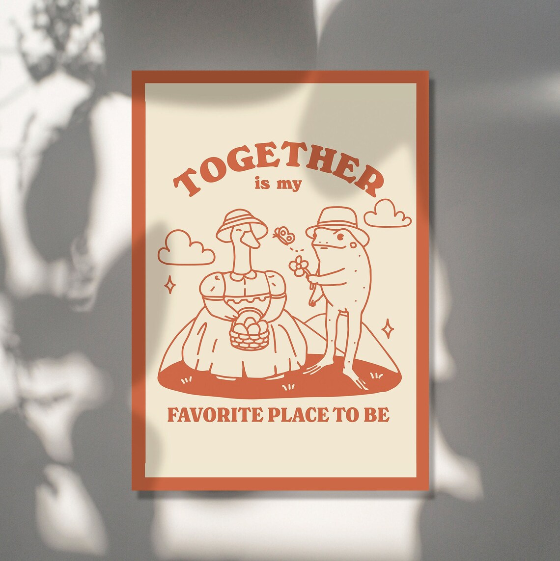 Cute Frog And Goose Romantic Cottagecore Poster - Image 2
