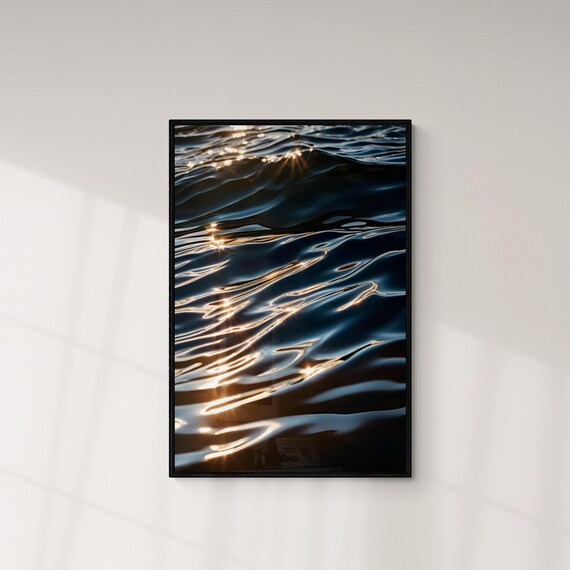 Waves Wall Art Photography Crashing Sea Waves Moody Waves Print Sea Photo Wave Poster Art Blue Ocean Photo Art