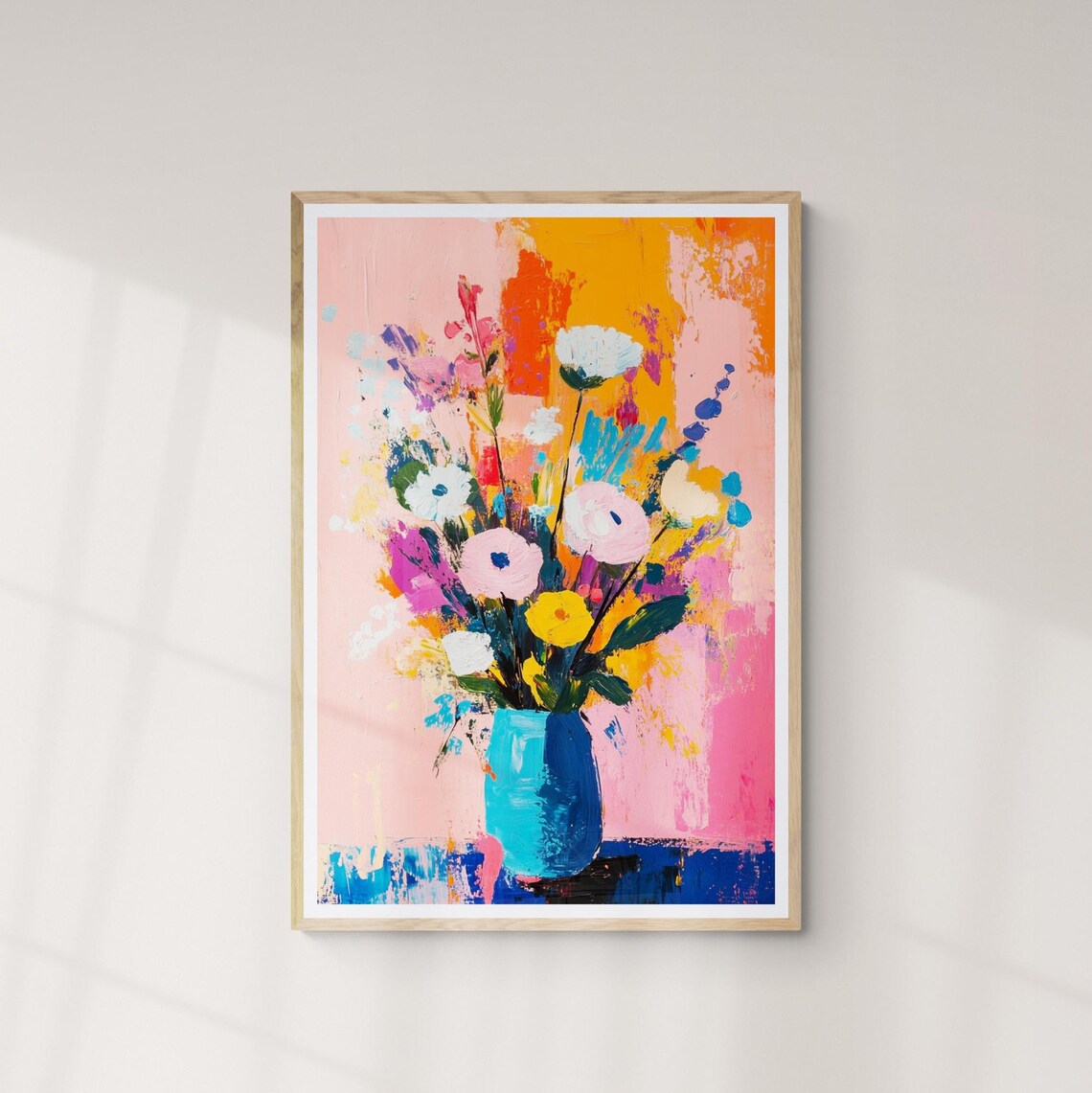 Colorful Bouquet Blue Vase Abstract Matisse Style Floral Art Poster - Image 4
