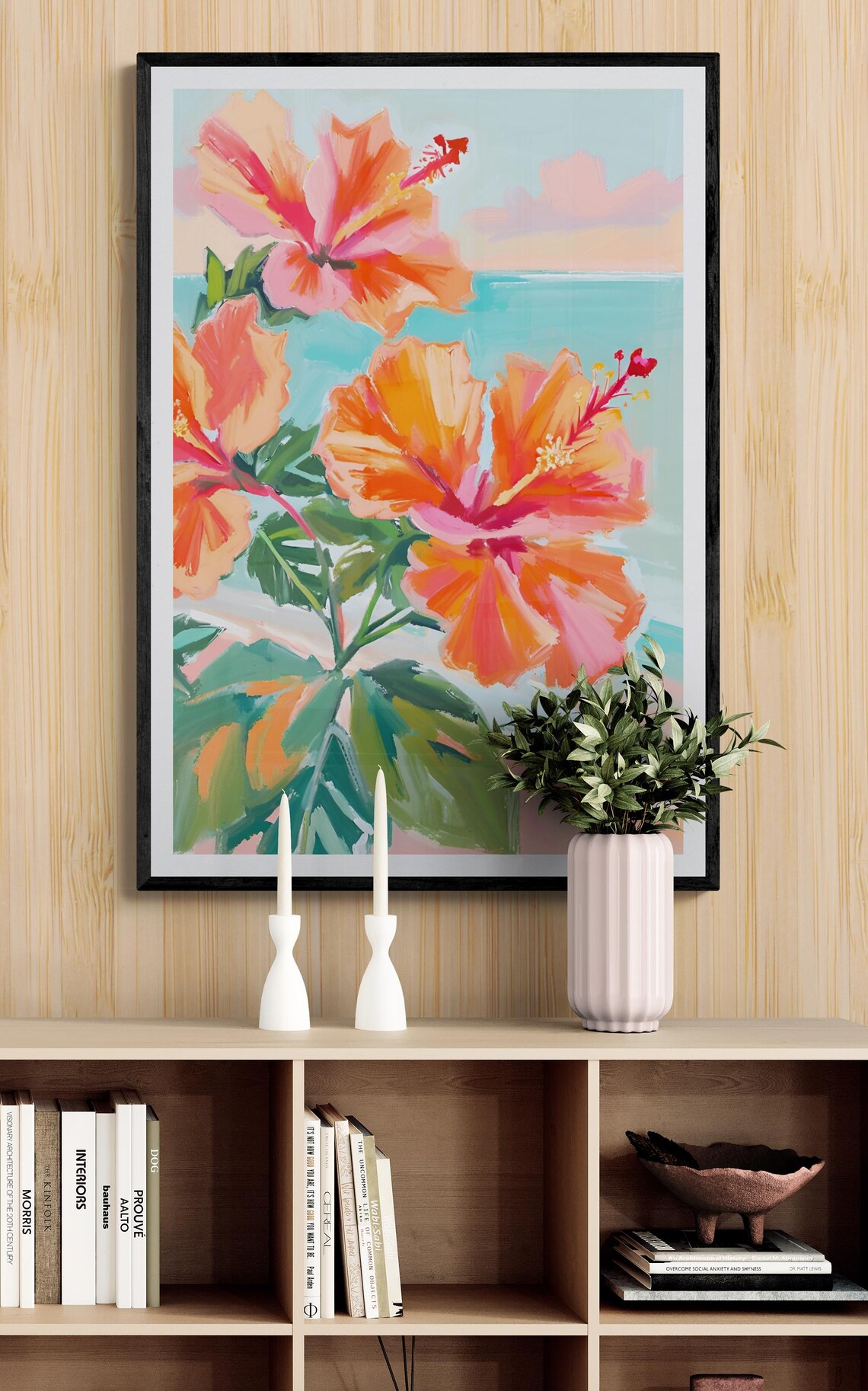 Hibiscus Flowers Floral Art Flower Market Art Print Abstract Painting Peach Hibiscus Floral Art Matisse - Image 4