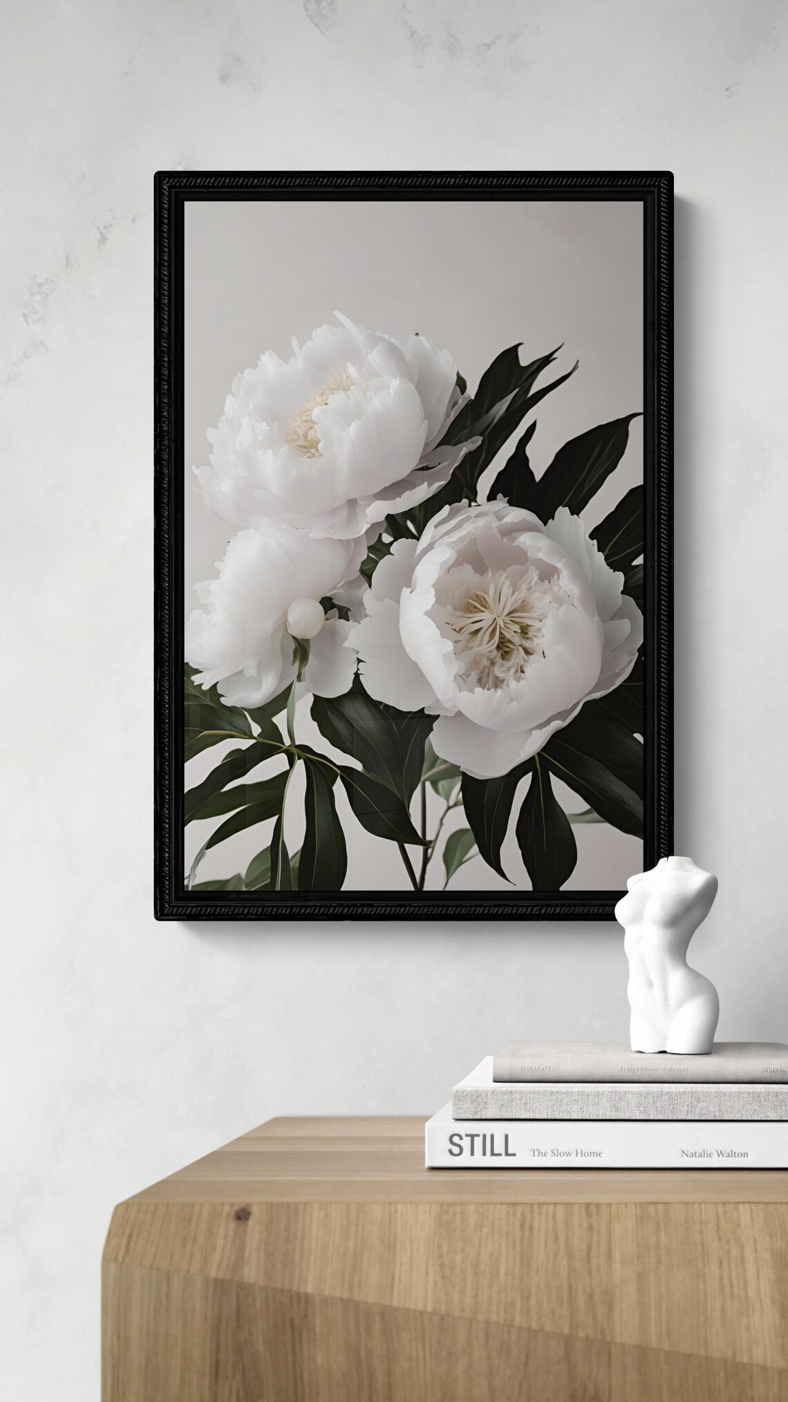 Elegant White Peony Blossoms Botanical Floral Photography Art Poster - Image 3