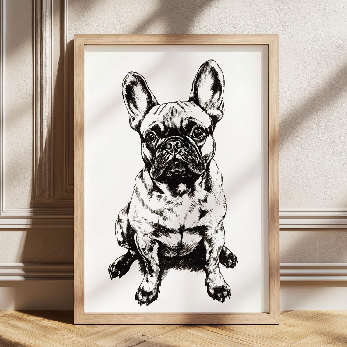 French Bulldog Portrait Sketch Black And White Dog Art Poster