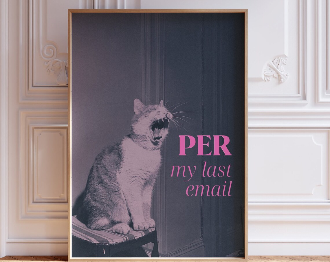 Per My Last Email Sassy Hissing Cat Funny Office Humor Poster